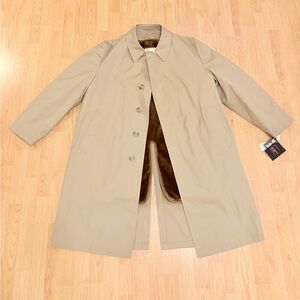 NWT London Fog Men’s Removable Fur Lined Trench Coat Vintage 1976 46L Tan Brown